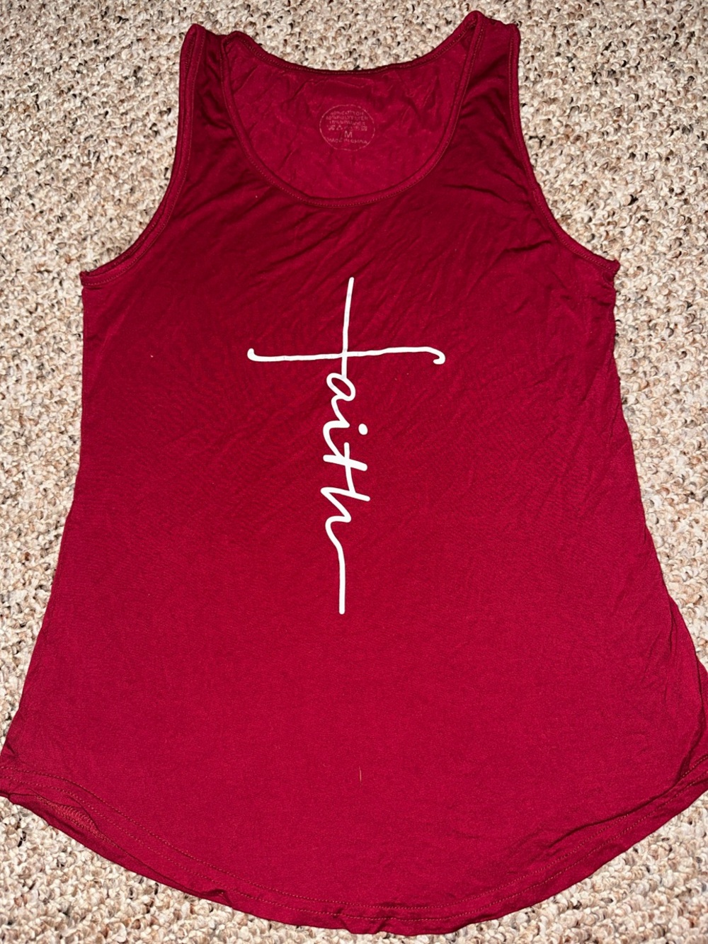 Women's Burgundy Faith Script Tank Top